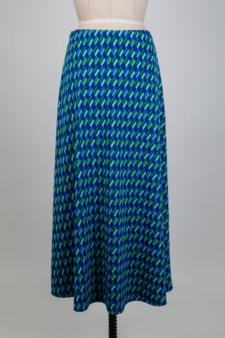 Jupe bleue à motif graphique (M)