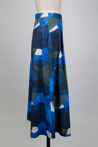 Jupe à formes géométriques bleues (S)