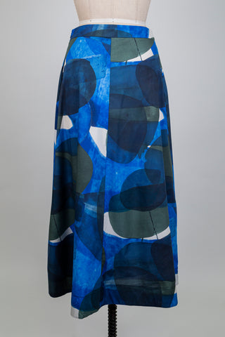 Jupe à formes géométriques bleues (S)