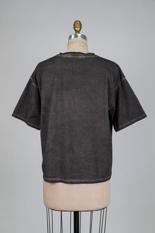 Black-brown faded-effect T-shirt (S)