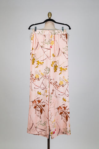 Pink botanical lightweight trousers (S)