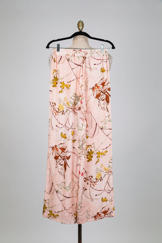 Pink botanical lightweight trousers (S)