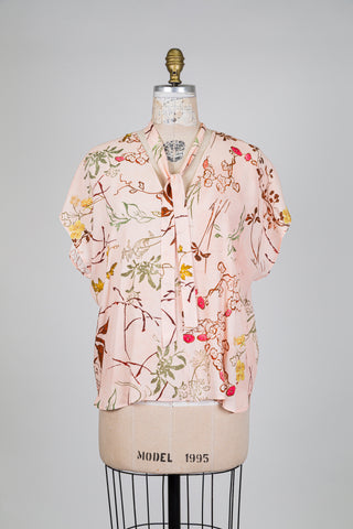 Pink botanical blouse (S)