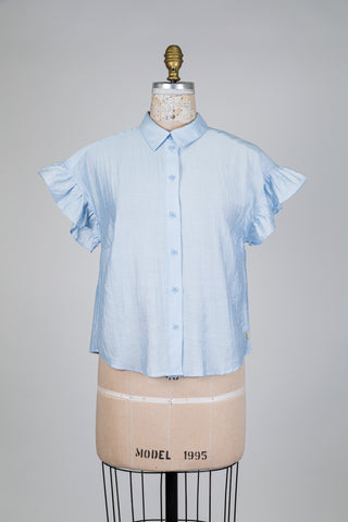 Chemisier bleu pastel à manches papillon (6)