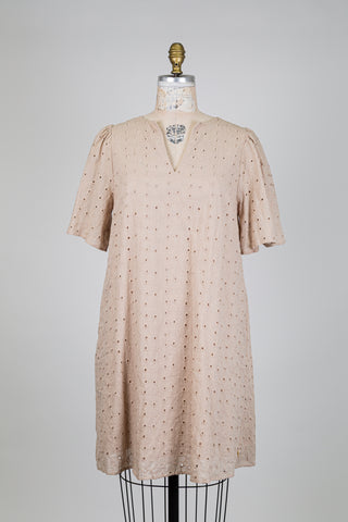 Sand-colored broderie anglaise dress (6)