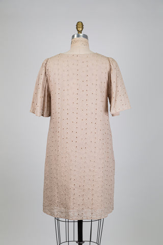 Sand-colored broderie anglaise dress (6)
