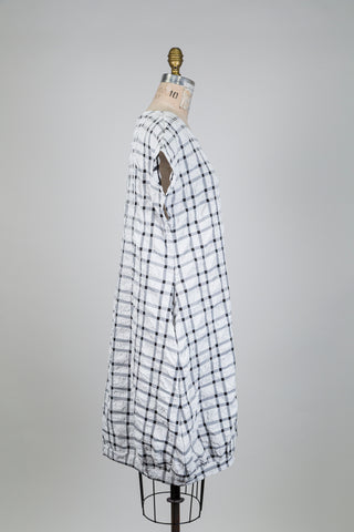 Black tartan crushed-effect bubble dress (S)