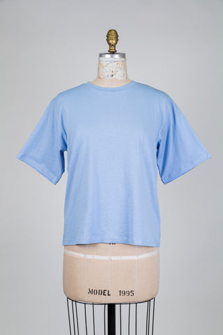 T-shirt classique bleu froid en coton bio (S)