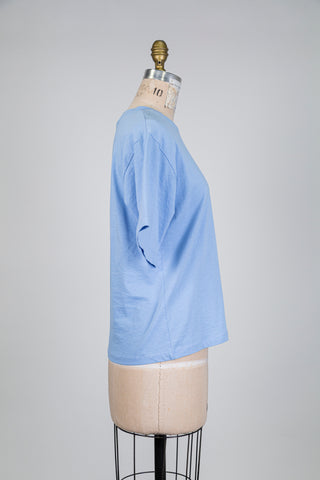 T-shirt classique bleu froid en coton bio (S)