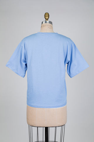 T-shirt classique bleu froid en coton bio (S)