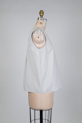 Misty grey tank top with inverted pleats at the back (S+)