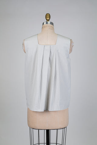 Misty grey tank top with inverted pleats at the back (S+)