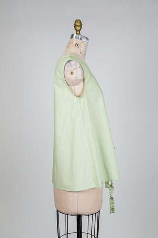 Haut en coton vert tendre aux rubans froncés (S)