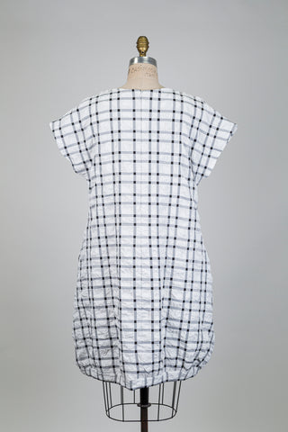 Black tartan crushed-effect bubble dress (S)