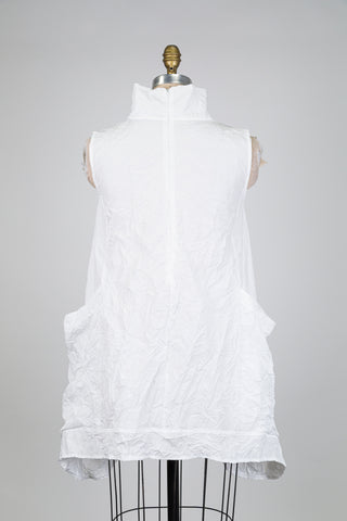 White crinkled-effect tunic with generous pockets (S)