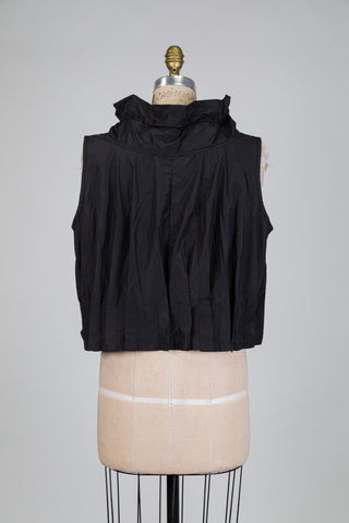 Black pleated hem high-neck tank top (S)