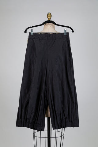 Black Balloon Trousers with Pleated Hems (S)