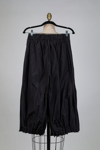 Black Balloon Trousers with Pleated Hems (S)