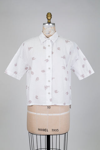 Chemisier blanc coup de pinceau taupe (XXS+L)