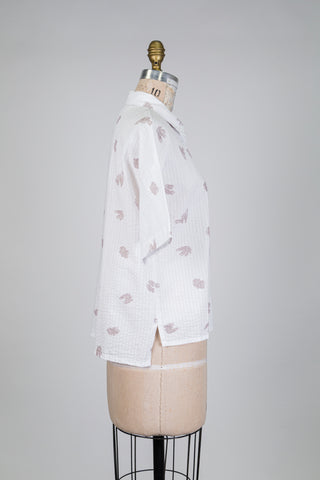 Chemisier blanc coup de pinceau taupe (XXS+L)