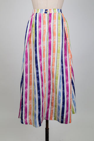 Jupe évasée à rayures vibrantes (XS)