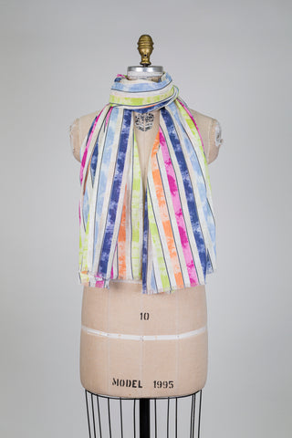 Vibrant striped rectangular scarf (OS)