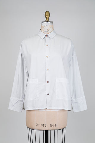 Chemisier en coton gris pâle à 2 poches (M+)