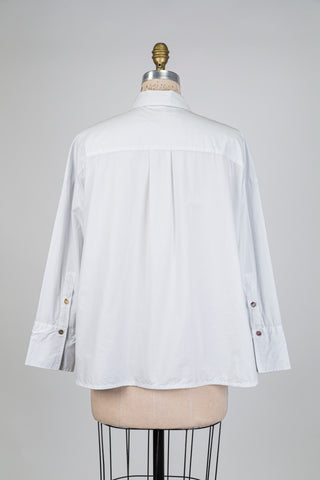 Chemisier en coton gris pâle à 2 poches (M+)