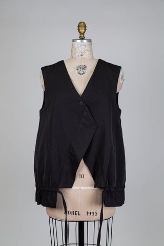 Black double-breasted jacket with adjustable hem (S+)