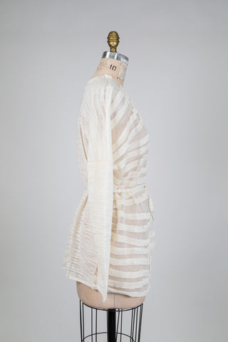 Cardigan crème à rayures diaphanes (TU)