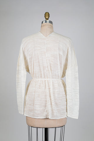 Cardigan crème à rayures diaphanes (TU)