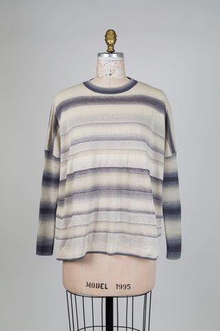 Chandail à rayures fondues grège (TU)
