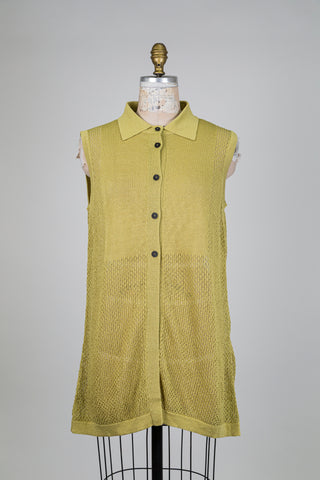 Haut sans manches vert tilleul en lin bio (TU)