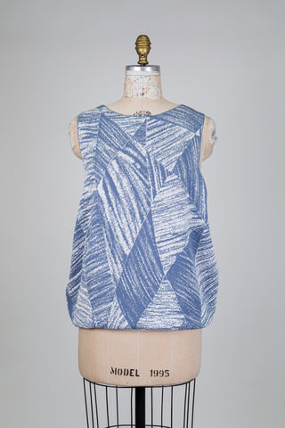 Débardeur en tricot bleu effet fusain (TU)