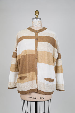 Cardigan à rayures beige (TU)