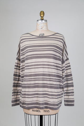 Chandail à rayures gris et beige (TU)