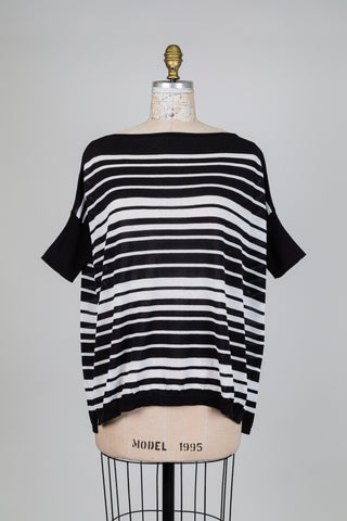 Chandail oversized à rayures noir et blanc (TU)