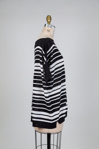 Chandail oversized à rayures noir et blanc (TU)