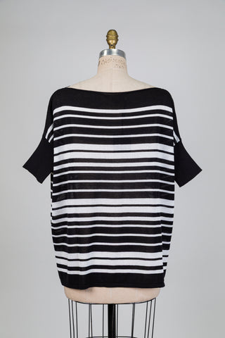 Chandail oversized à rayures noir et blanc (TU)