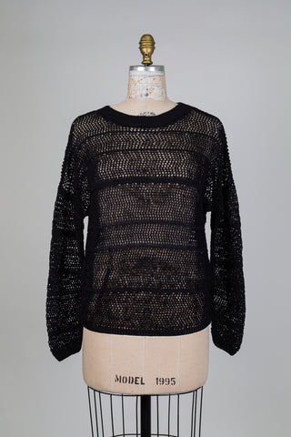 Chandail noir en maille ajourée (TU)