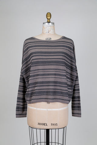 Chandail oversized à rayures taupe et gris (TU)
