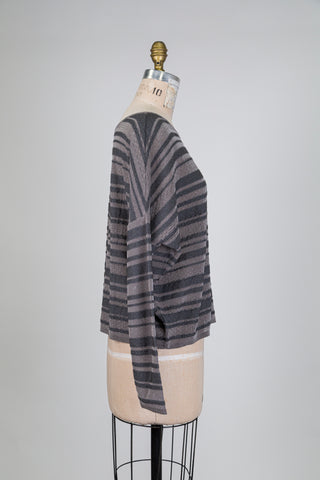 Chandail oversized à rayures taupe et gris (TU)