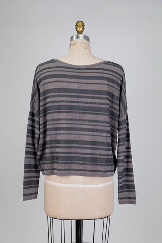 Chandail oversized à rayures taupe et gris (TU)