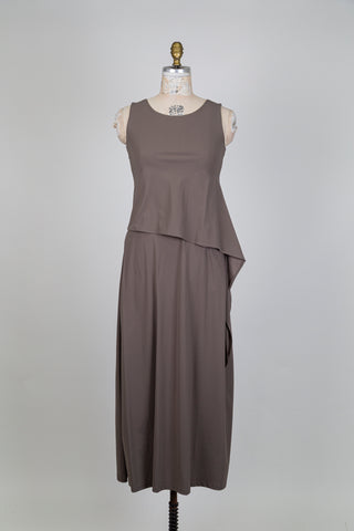 Taupe dress with asymmetric overlay (XS+S) – VERYSMART