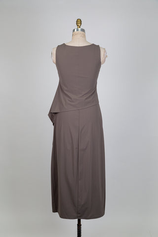 Robe taupe à superposition asymétrique (XS+S)