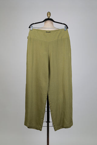 Pantalon vert olive en lin (L)
