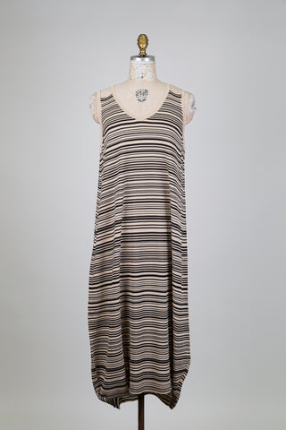 Robe ballon à rayures noir et beige (TU)