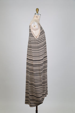 Robe ballon à rayures noir et beige (TU)