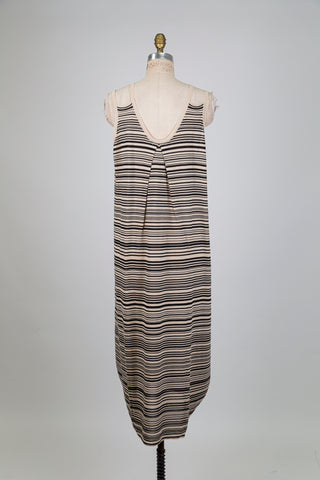 Robe ballon à rayures noir et beige (TU)