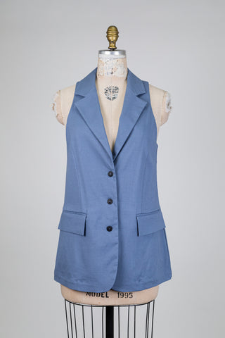 Blazer sans manches bleu acier (S)